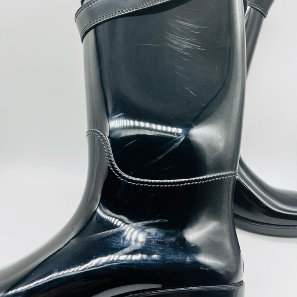 COACH TARA TALL BLACK GLOSSY RUBBER RAIN BOOTS SIZE 11 - Picture 7 of 12